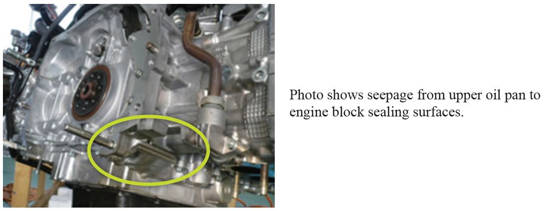 seepage from upper oil pan to engine block sealing surfaces