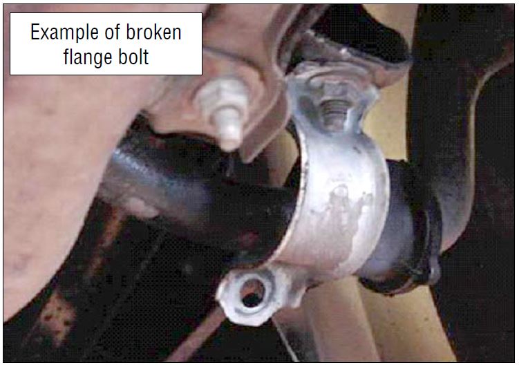 Example of broken flange bolt