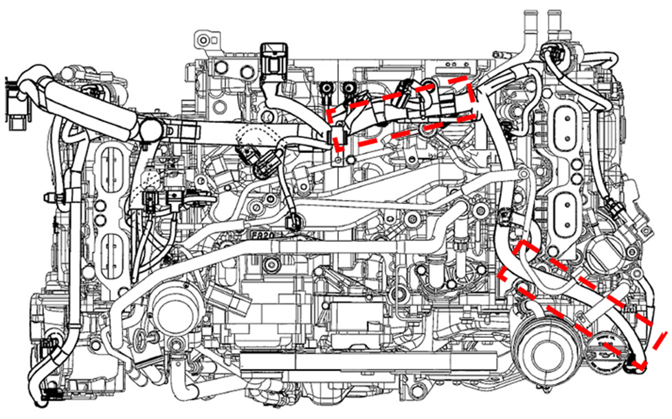Areas of the new engine harness where full taping is now utilized