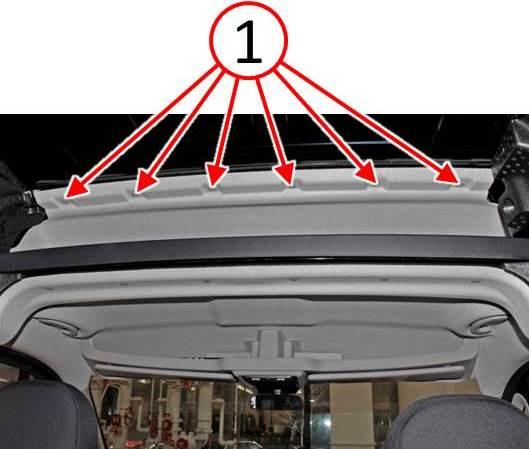 Fig. 11 Remove Push Pins From Upper Compartment Roof Liner