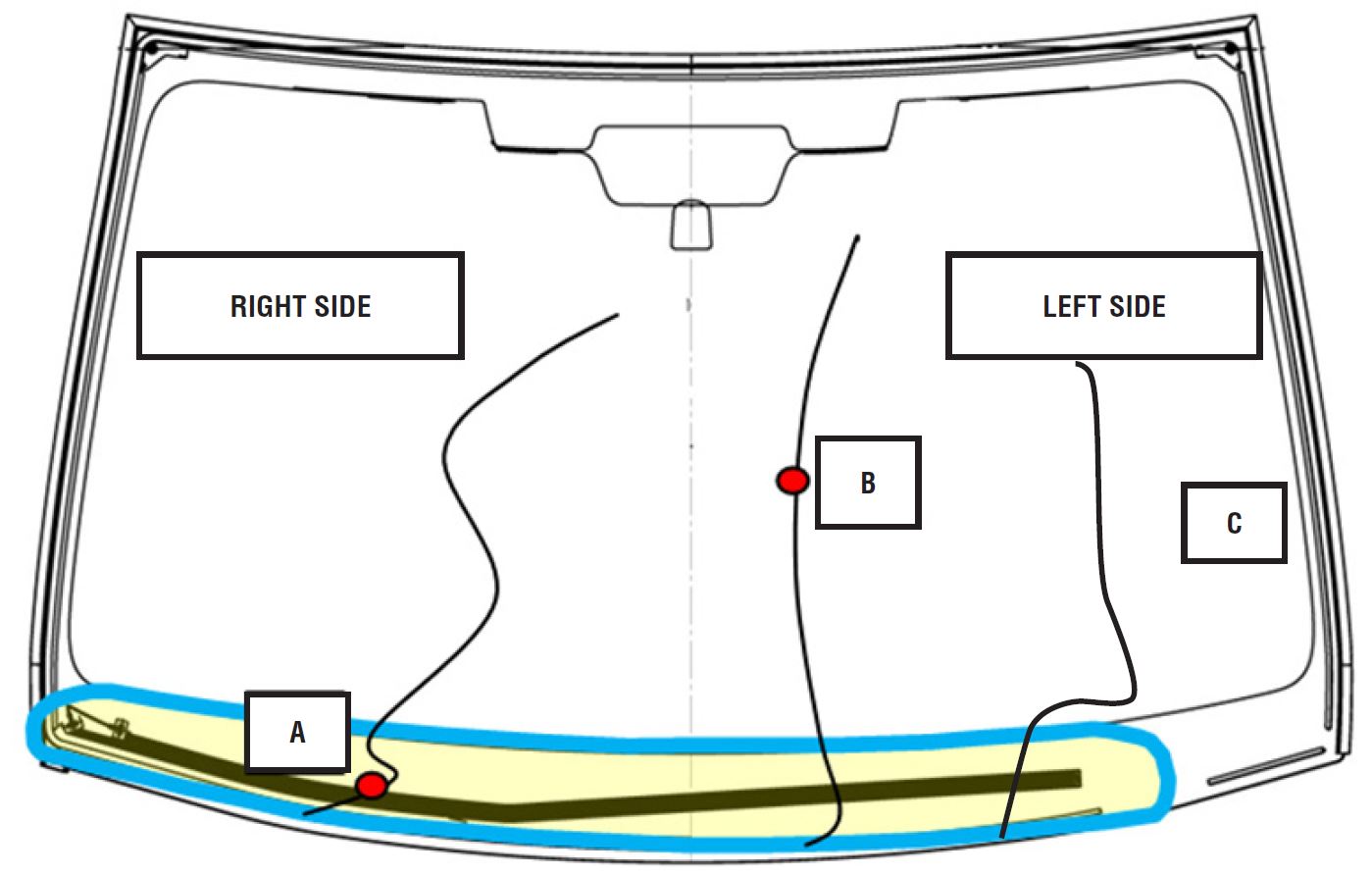 affected deicer area as shown by “A”