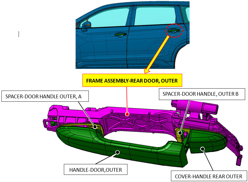 Rear Door Handle Frame