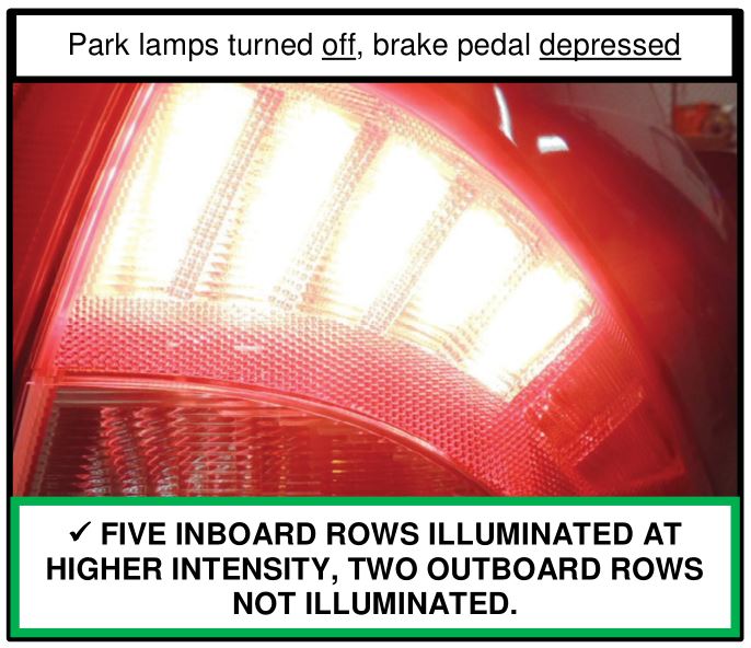 FIVE INBOARD ROWS ILLUMINATED AT HIGHER INTENSITY, TWO OUTBOARD ROWS NOT ILLUMINATED