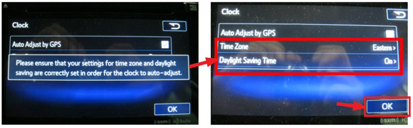 Time Zone and Daylight Saving Time selections