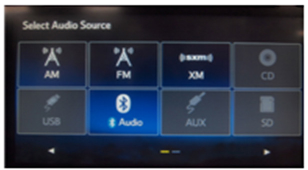 Select Audio Source screen will appear