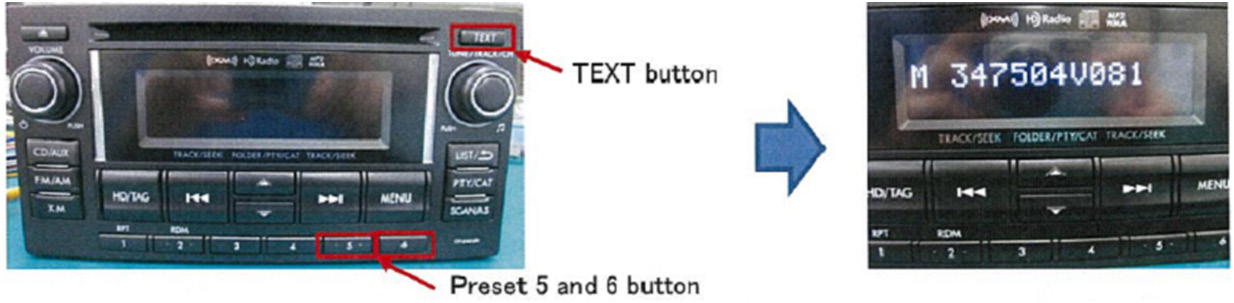 press and HOLD the TEXT button while pressing the station preset buttons 5 & 6 simultaneously