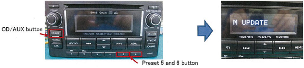 press the CD/AUX button along with station preset buttons 5 & 6 (press all 3 buttons) simultaneously