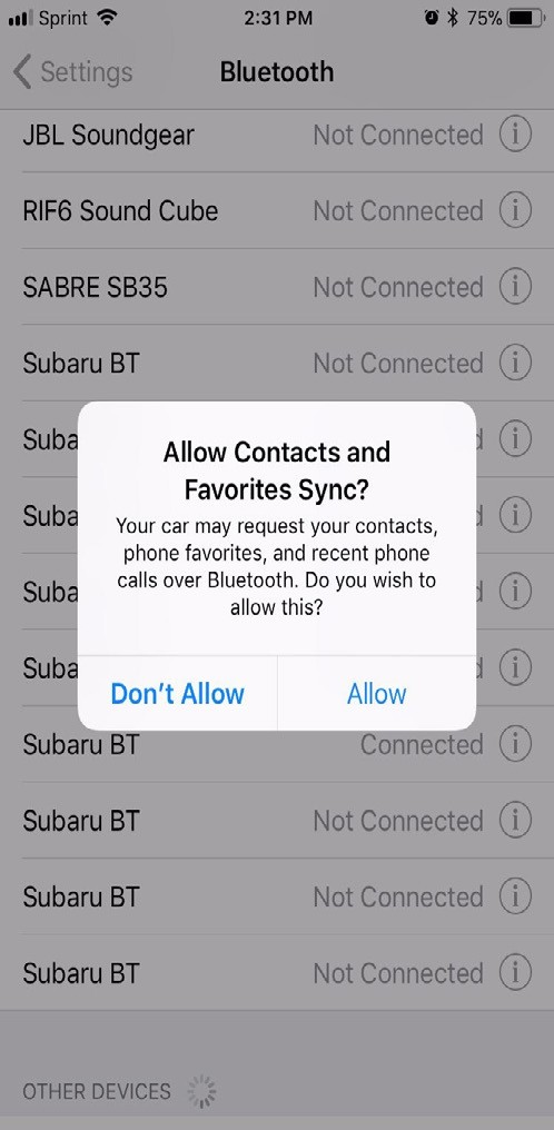 Sync Contacts option