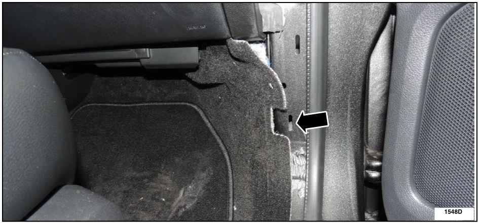 interior cowl trim panel lower attaching clip retainer opening