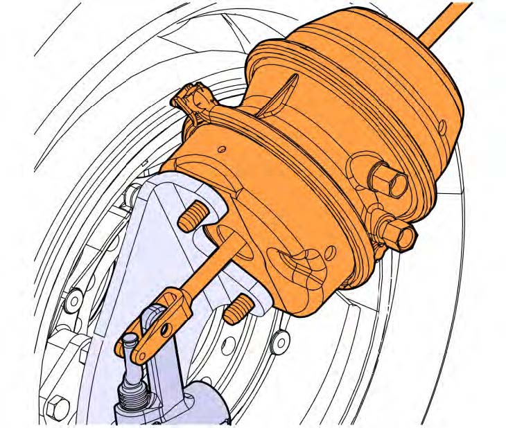 Position the replacement park brake chamber