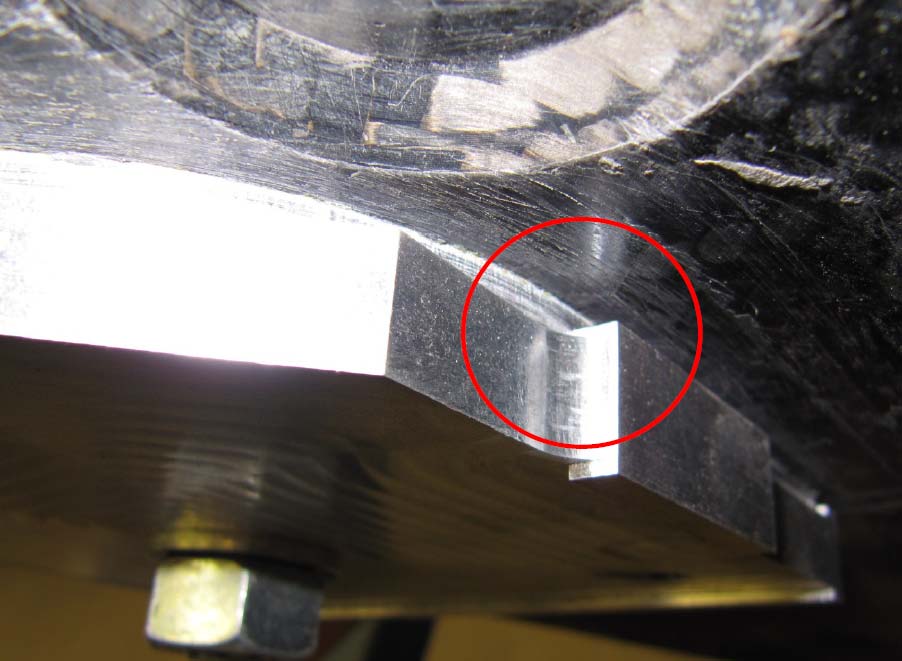 Installation position of the drilling gauge on the Monocoque with Detail Y stop
