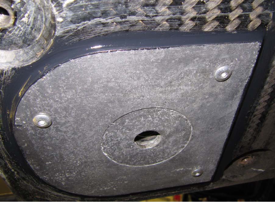 Detail view of the RPS Plate surrounding sealed with Scotch‐Weld DP 490