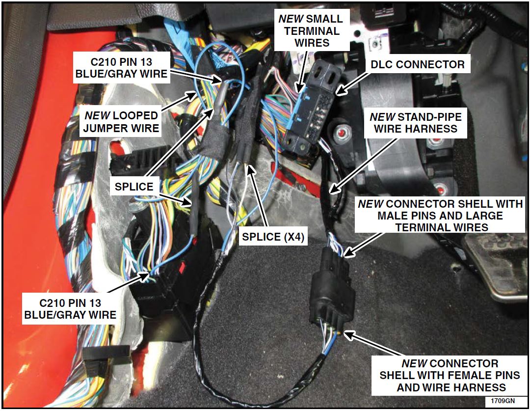completed view of the modified vehicle wiring