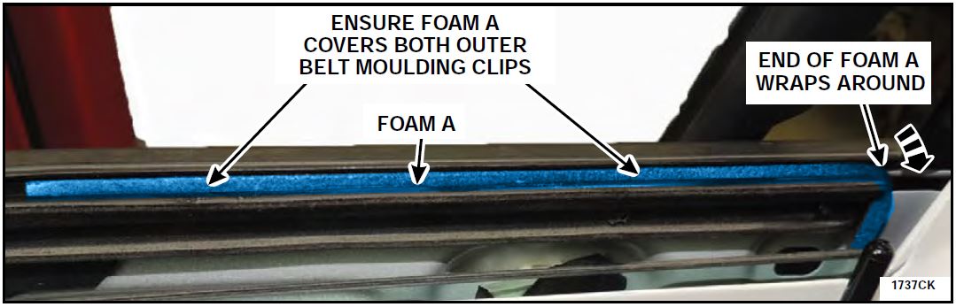 ENSURE FOAM A COVERS BOTH OUTER BELT MOULDING CLIPS