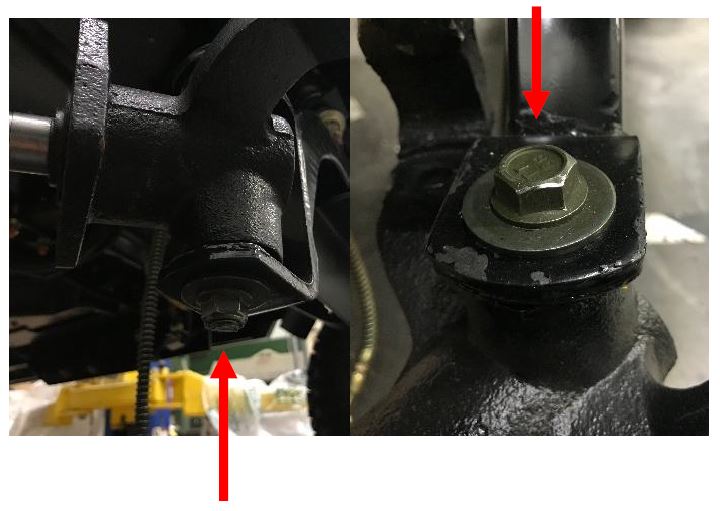 Remove the 17mm kingpin fastener and nut