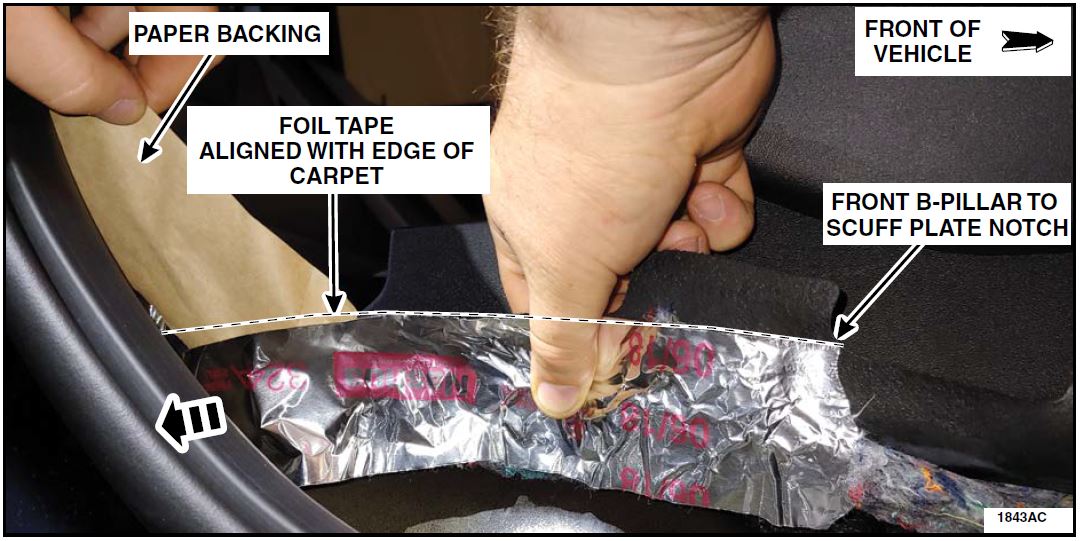 FOIL TAPE ALIGNED WITH EDGE OF CARPET