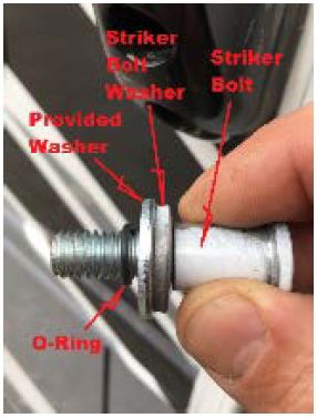 Verify that the latch pawl is properly contacting the striker bolt