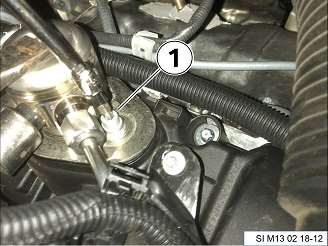 Remove the left side screw for the high pressure pump (1)