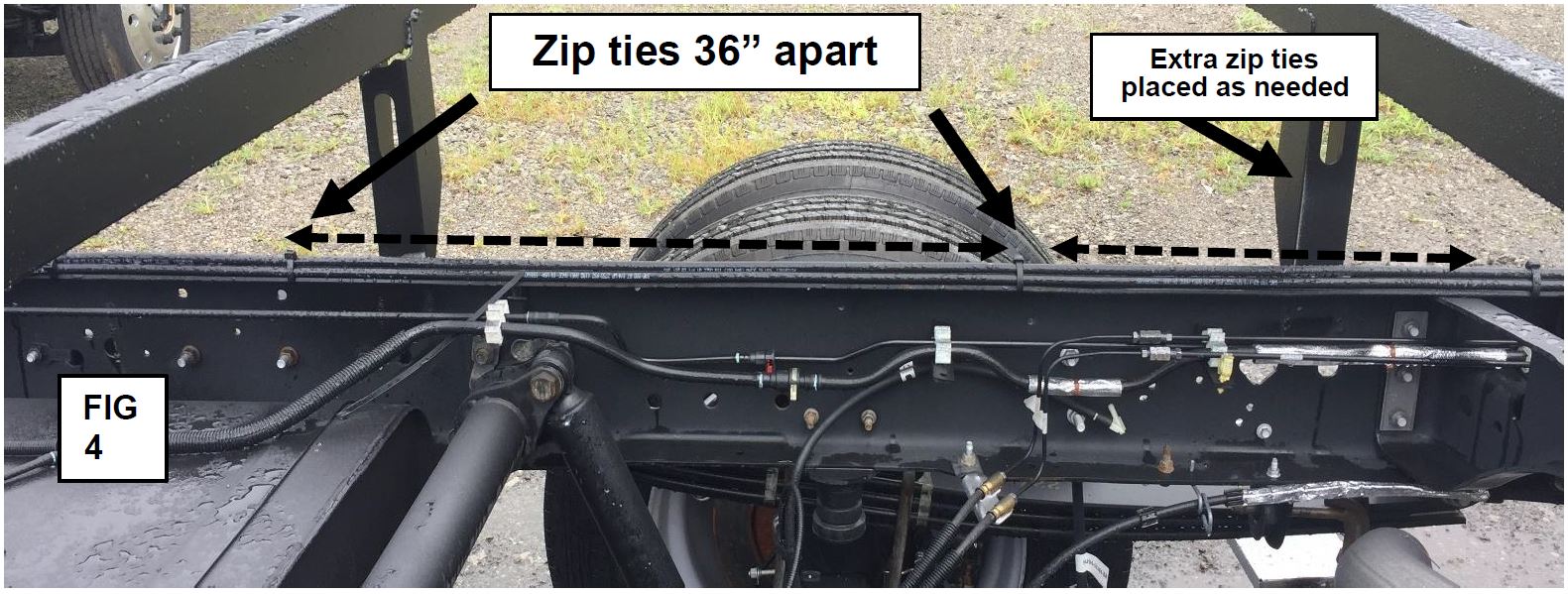 Extra zip ties placed as needed