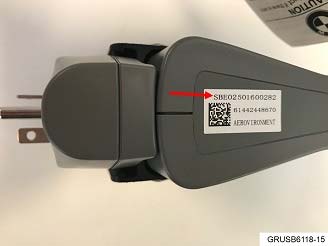 Serial number location on the charger body of the TurboCord Charger