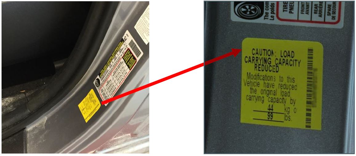 load carrying capacity modification label