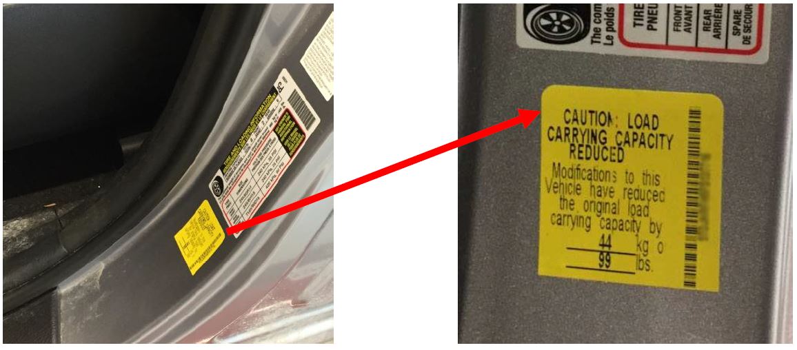 load carrying capacity modification label