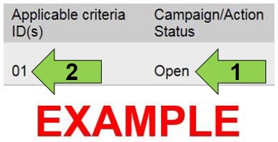 Campaign/Action status <arrow 1>