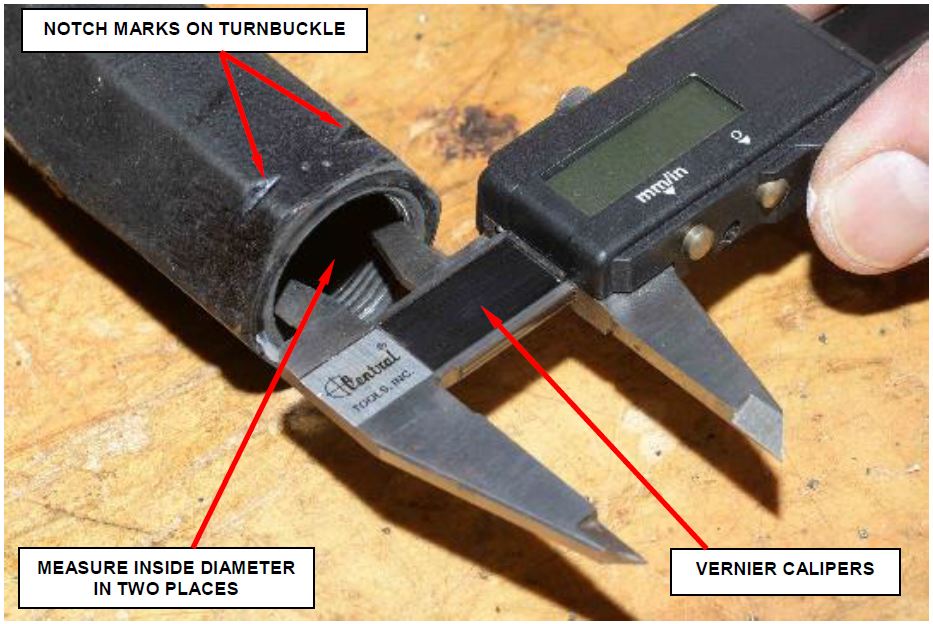 Figure 5 – Measure Inside Diameter of Turnbuckle at Notched End