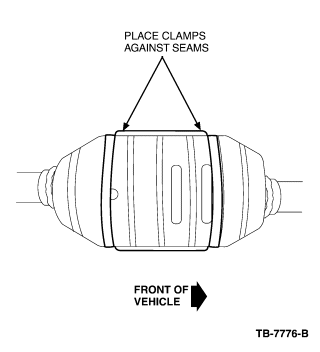 Place the clamps beside the existing seams of the catalytic converter