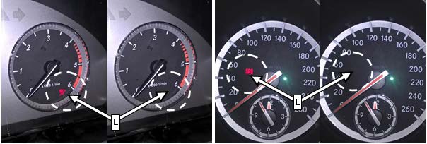 check whether the airbag indicator lamp (L, figure 18 or 19) correctly switches off
