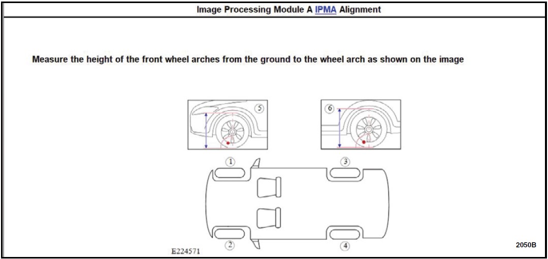 Measure and record the front wheel arch height measurements