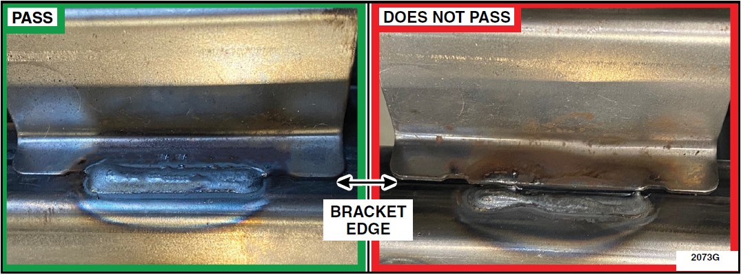 Are both welds covering the head rest bracket edge between the stamped notches