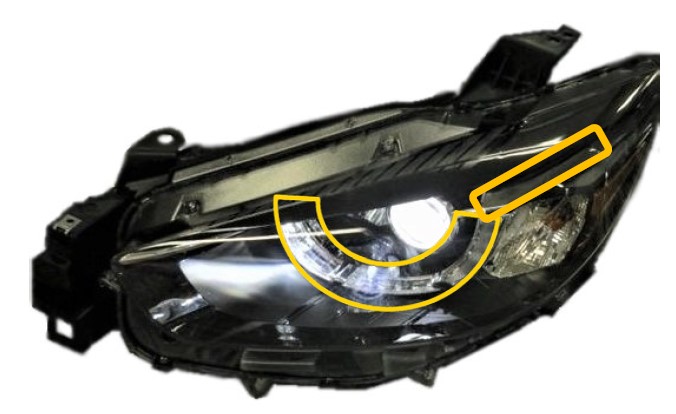 Not OK – DRL is not illuminated or only partially illuminated. (Low beam functions normally)