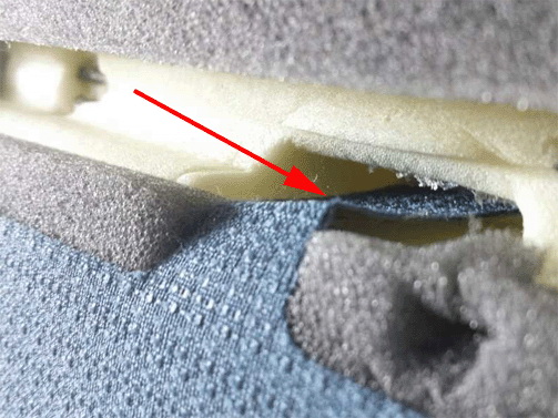 Crease observed in tail area from top side