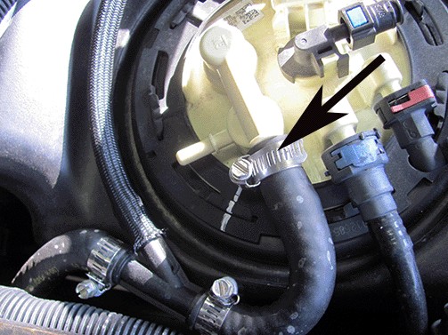 connect the new transfer hose assembly to the VENT PORT