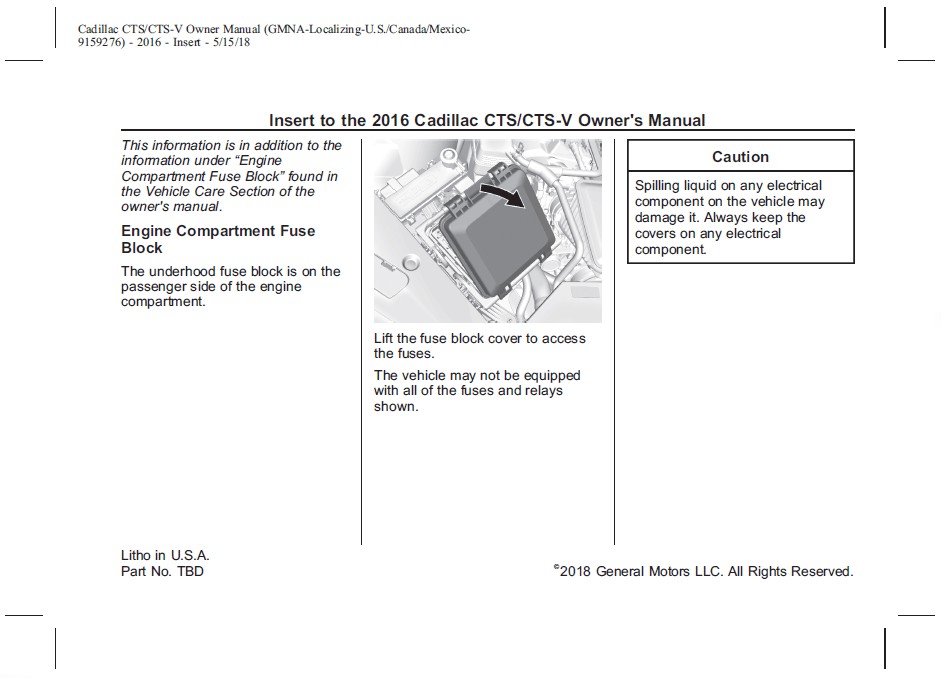 2016 CTS Owner’s Manual Insert