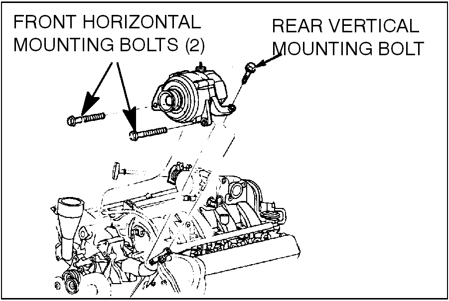 one rear vertical mounting bolt and two front horizontal mounting bolts