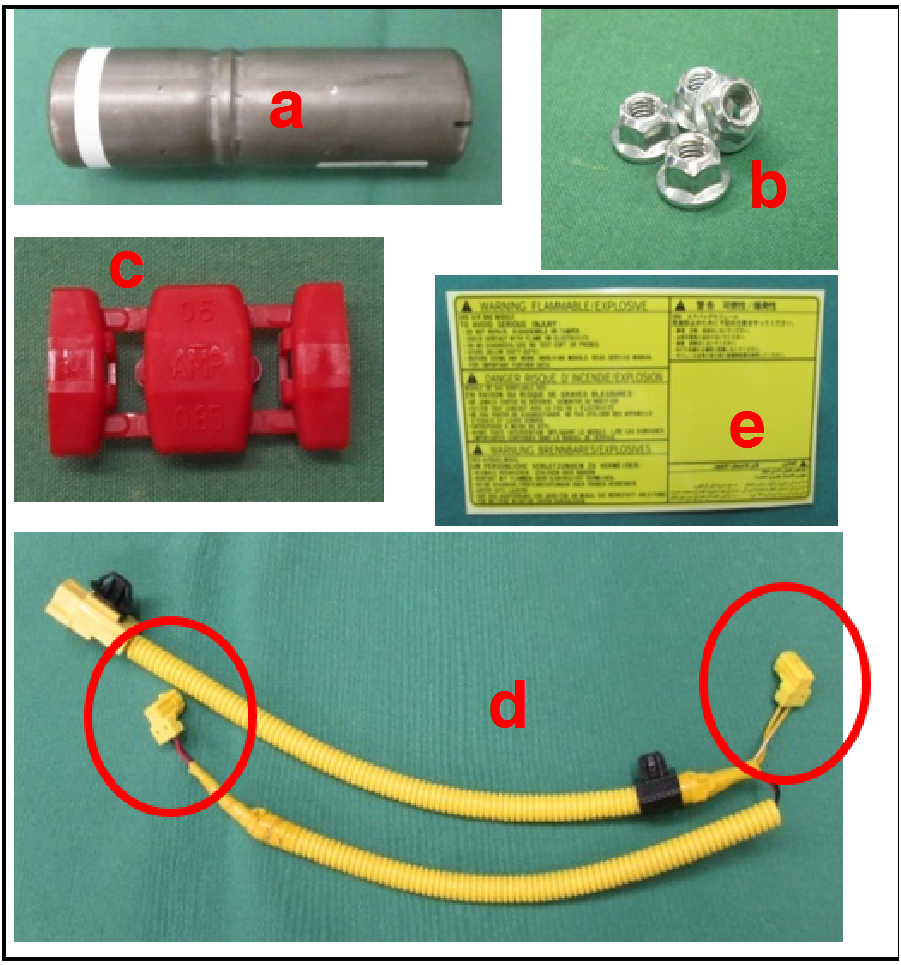 Confirm that the following contents are included in the Air bag Inflator Kit