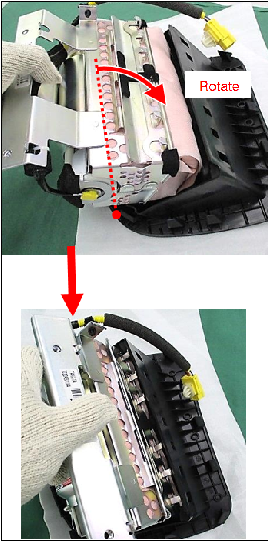 Rotate the air bag module toward the Back side