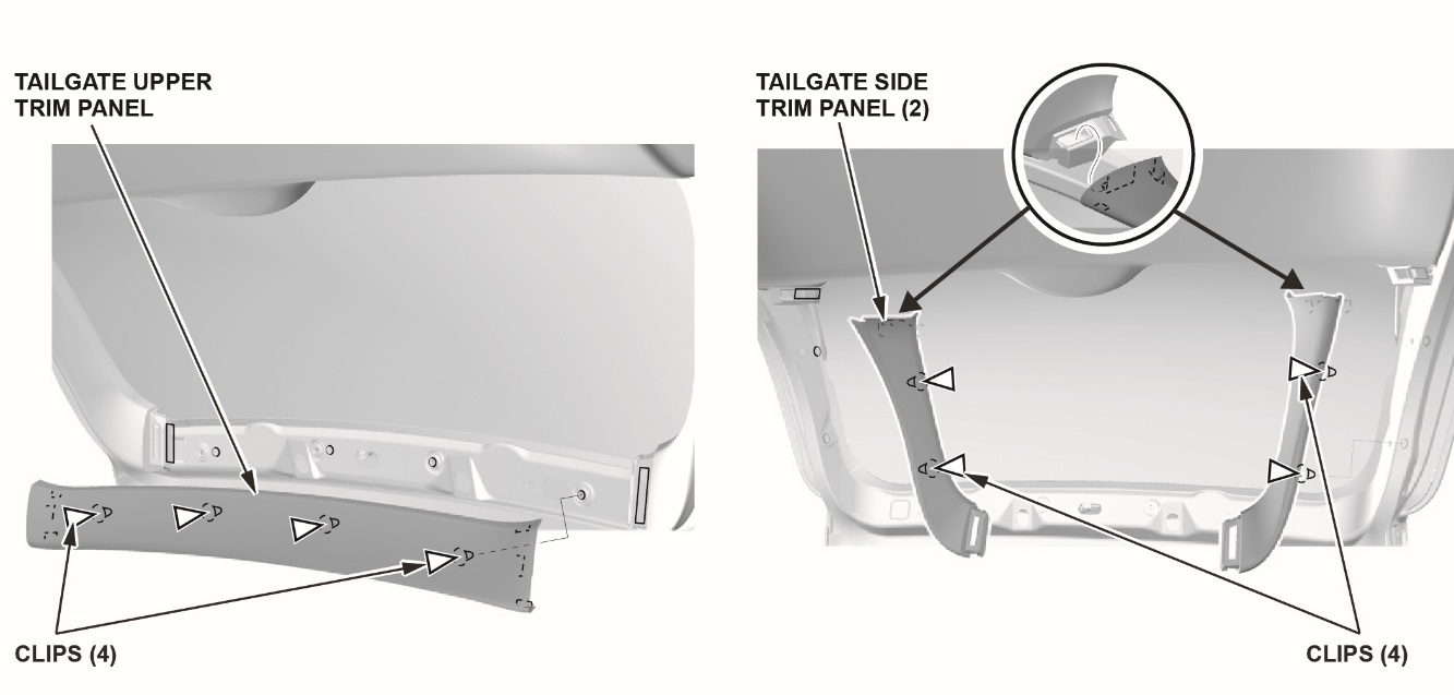 tailgate upper and side trim panels