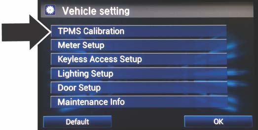 Select TPMS Calibration