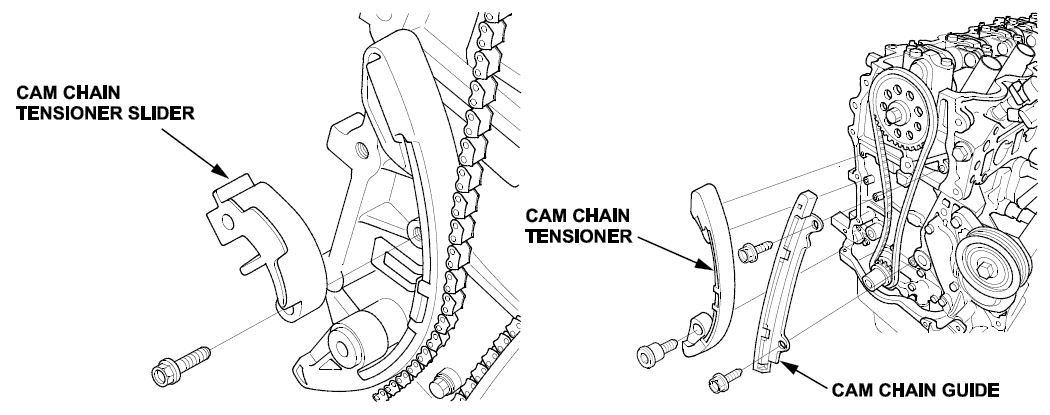cam chain tensioner and cam chain guides