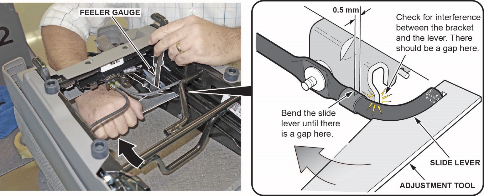create 0.5 mm of space between the lever and the bracket as shown