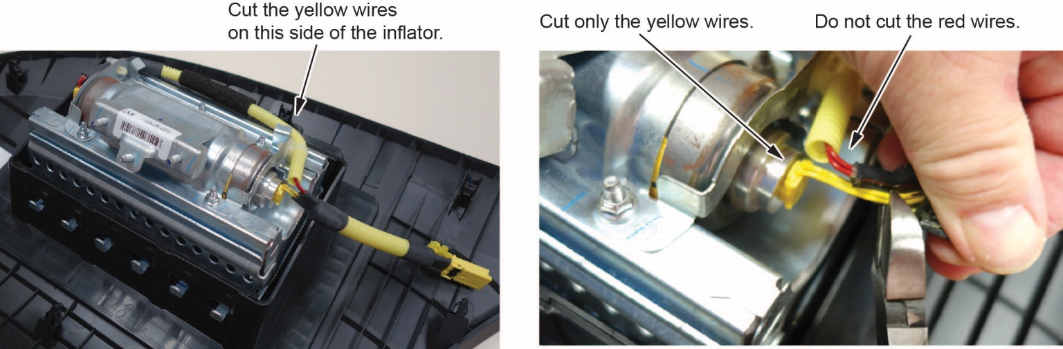 Cut the yellow wires as shown