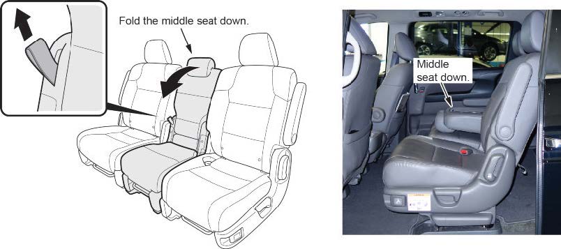 Fold down the second row middle seat
