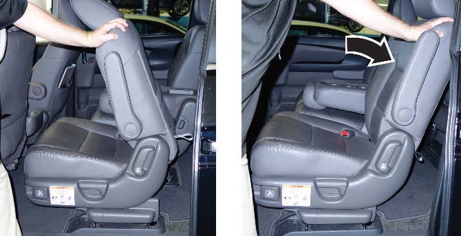 Push the seat-back toward the rear of the vehicle until the seat-back locks in the upright position