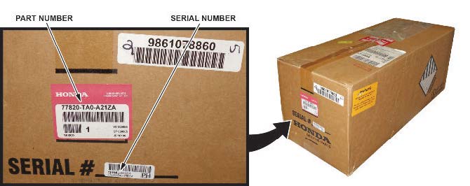 passenger's airbag module part number and serial number