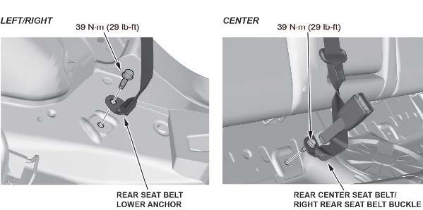 Remove the rear seat belt lower anchor bolt