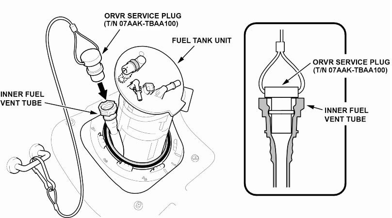 Do not allow the inner fuel vent tube to fall inside the fuel tank