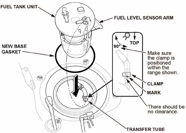 Connect the transfer tube to the fuel tank unit
